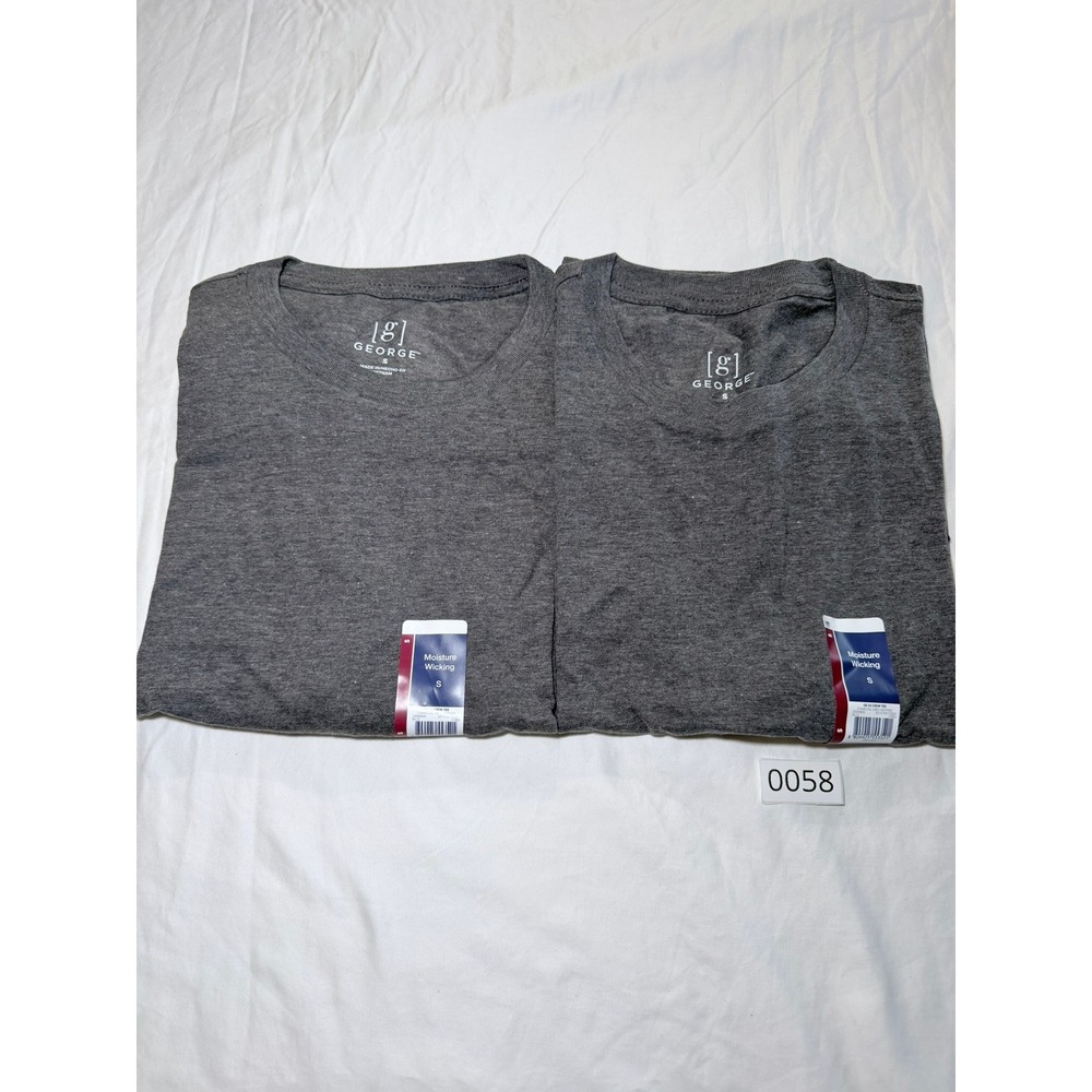 George Mens Crew Neck T-Shirt 2 Pack Charcoal Gray Moisture Wicking Small